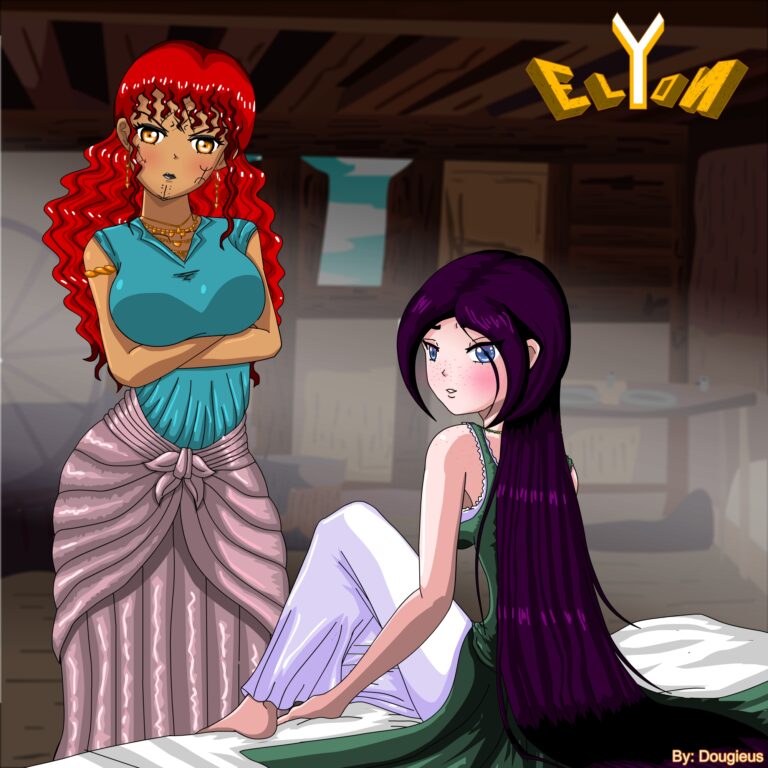 Tania y Ana miran a Rodrigo despertar. Novela Elyon